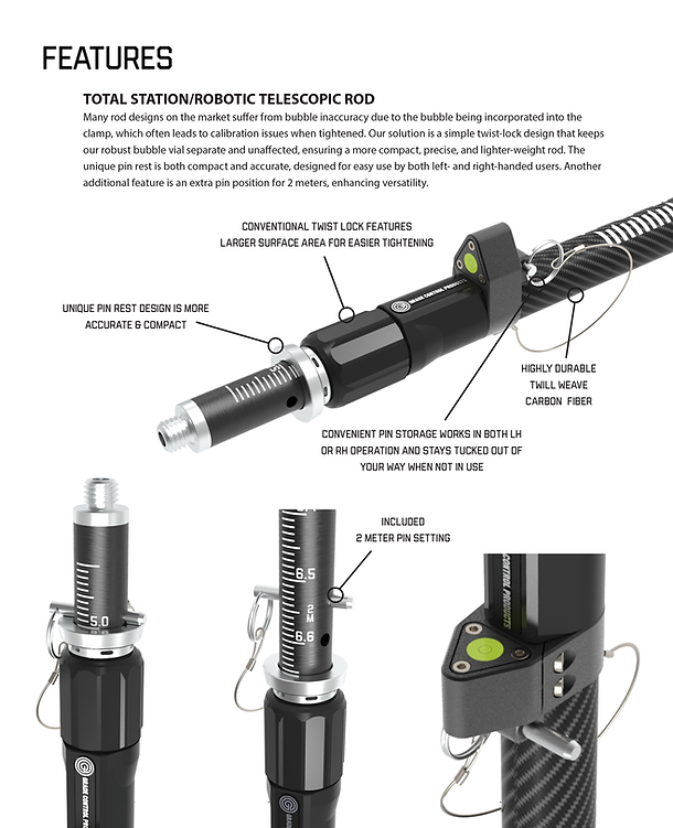 Grade Control Products Total Station/Robotic Telescopic - Carbon Fiber