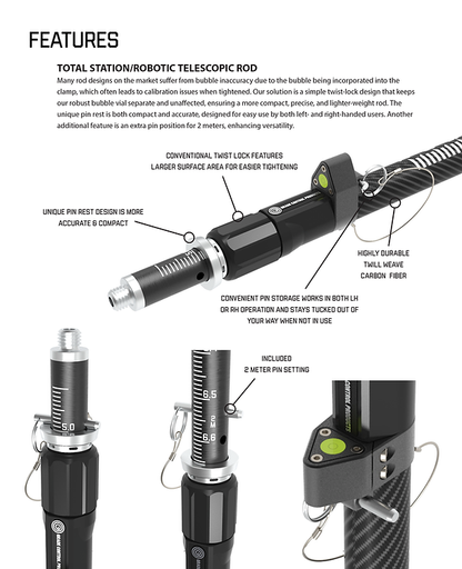 Grade Control Products Total Station/Robotic Telescopic - Carbon Fiber